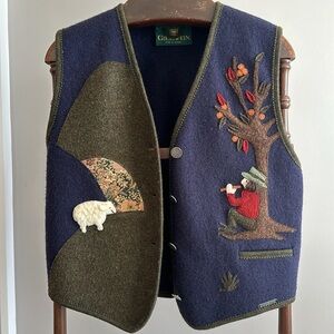 Giesswein 100% wool vintage alpine vest, made in Austria. Size Medium.